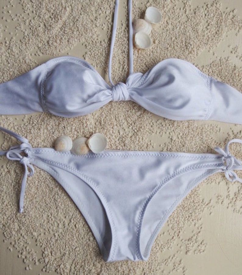 white strapless bikini