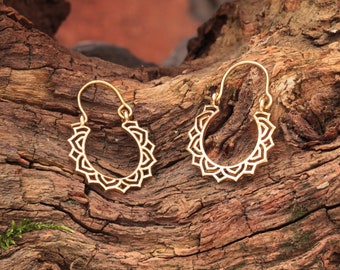 Hoop earrings spiral earrings "Mandala" boho hippie style, vintage, handmade, beautiful jewelry gift