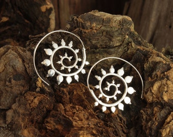 Earrings Brass - Earrings Spiral Earrings, Boho Hippie Style, Vintage, Handmade, Beautiful Jewelry Gift