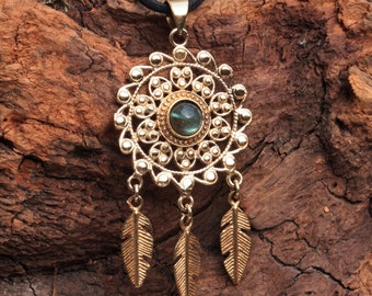 Labradorite Chain Pendant "Healing Dreams" Boho Hippie Style, Vintage, Handmade, Beautiful Jewelry Gift