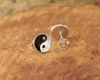 925er Silber Ohrstecker "Yin yang" Boho Hippie Style, Vintage, Handarbeit, schönes Schmuck Geschenk