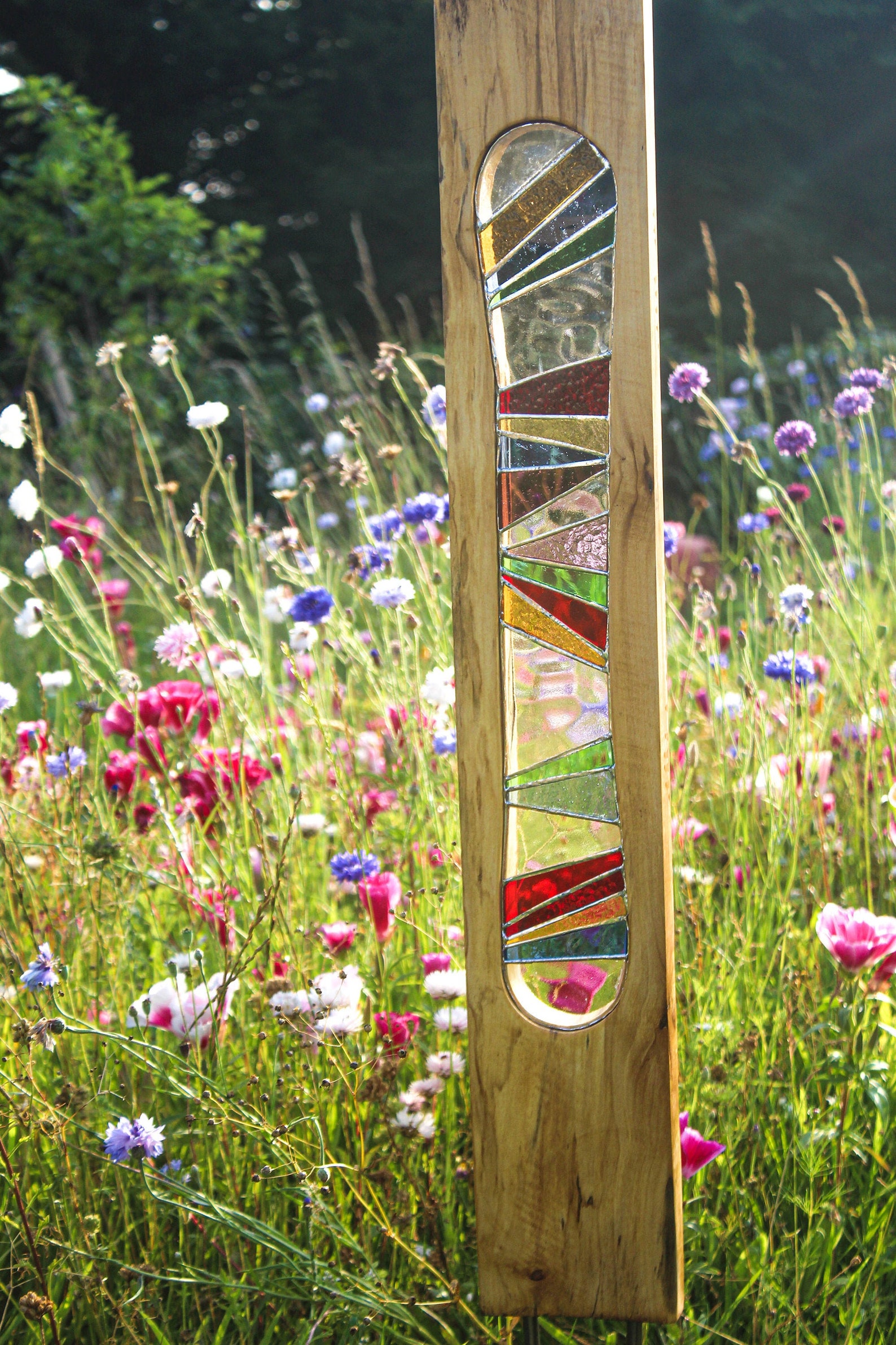 Garden Sculpture. Reclaimed Wood and Stained Glass Art. Etsy