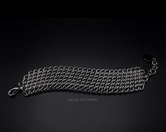 HPS Cuff Bracelet - Handcrafted Stainless Steel Chainmail Bracelet