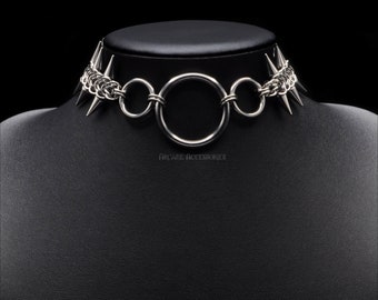 Elven 'O Spiked Choker | Chainmail Choker | Stainless Steel