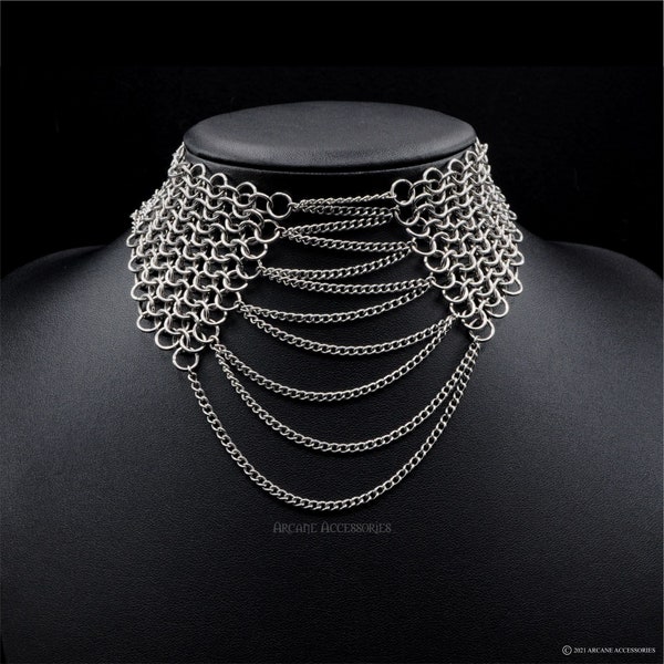 European 4in1 Lace-up Choker | Chainmail Choker | Stainless Steel