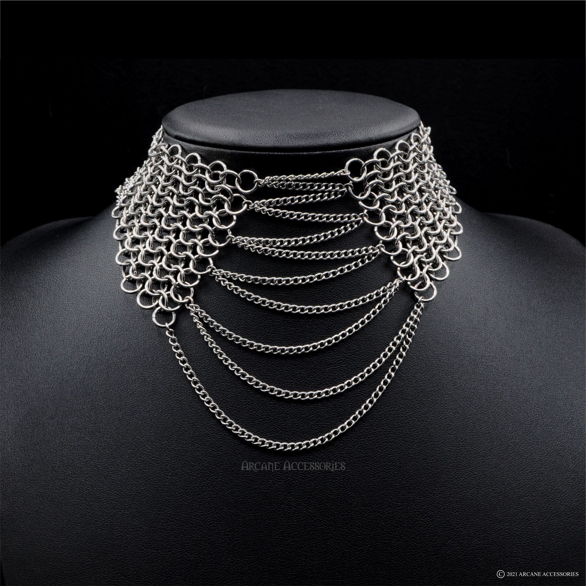 European 4in1 Laceup Choker Chainmail Choker Stainless Etsy