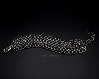 European 4in1 Cuff Bracelet - Handcrafted Stainless Steel Chainmail Bracelet