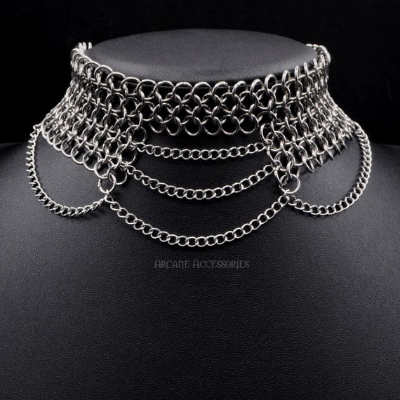 【searoomlynn】 Station Chain Choker EU 4in1 Chain Choker | Chainmail Choker | Stainless Steel - Etsy