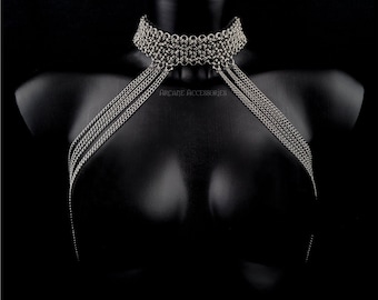 Japanese 12in2 Choker/Harness | Chainmail Harness | Stainless Steel