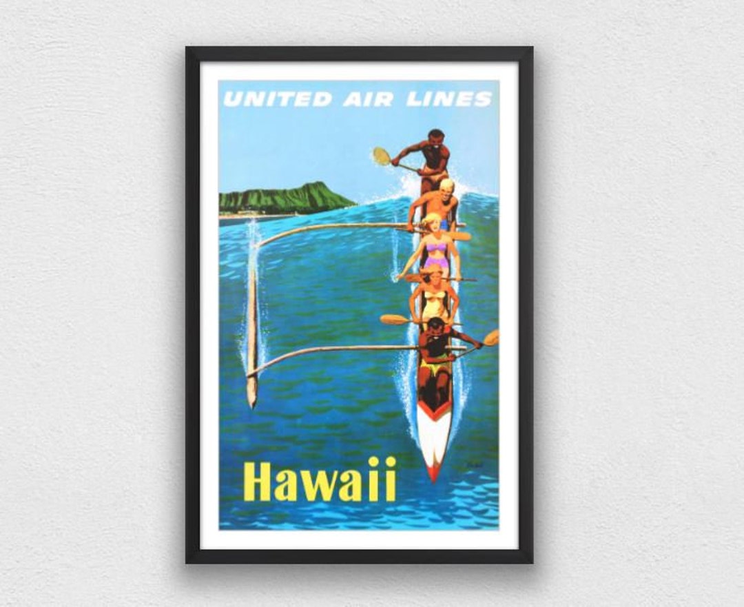 HAWAII TRAVEL POSTER United Airlines Hawaii Vintage Travel - Etsy