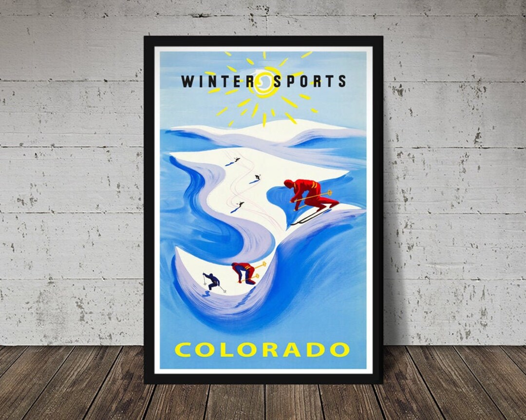 Vintage WINTER SPORTS COLORADO Ski Print Vintage Ski Art, Ski Home