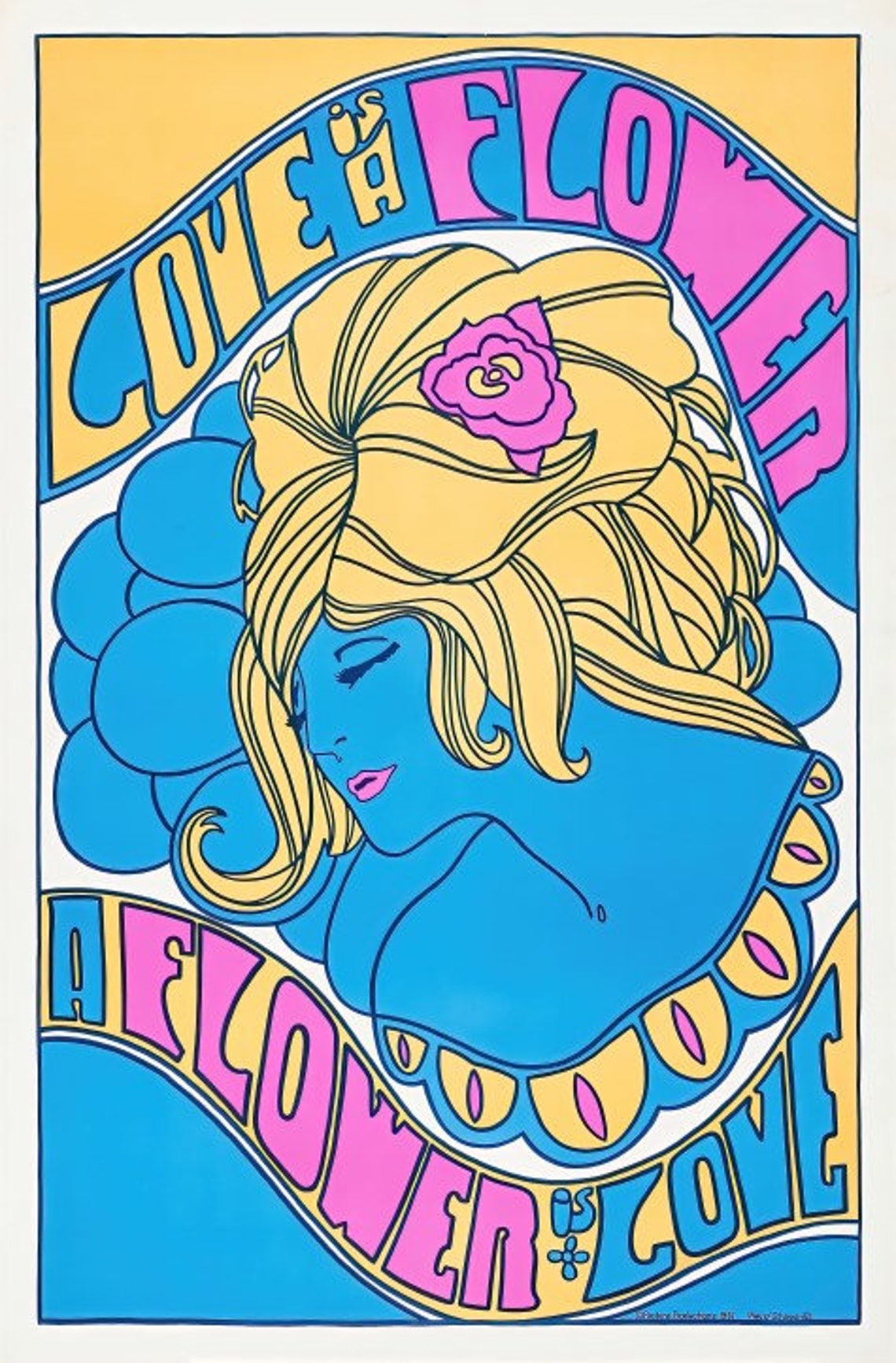 1967 LOVE is a FLOWER A Flower is Love Print Hippie Art Etsy