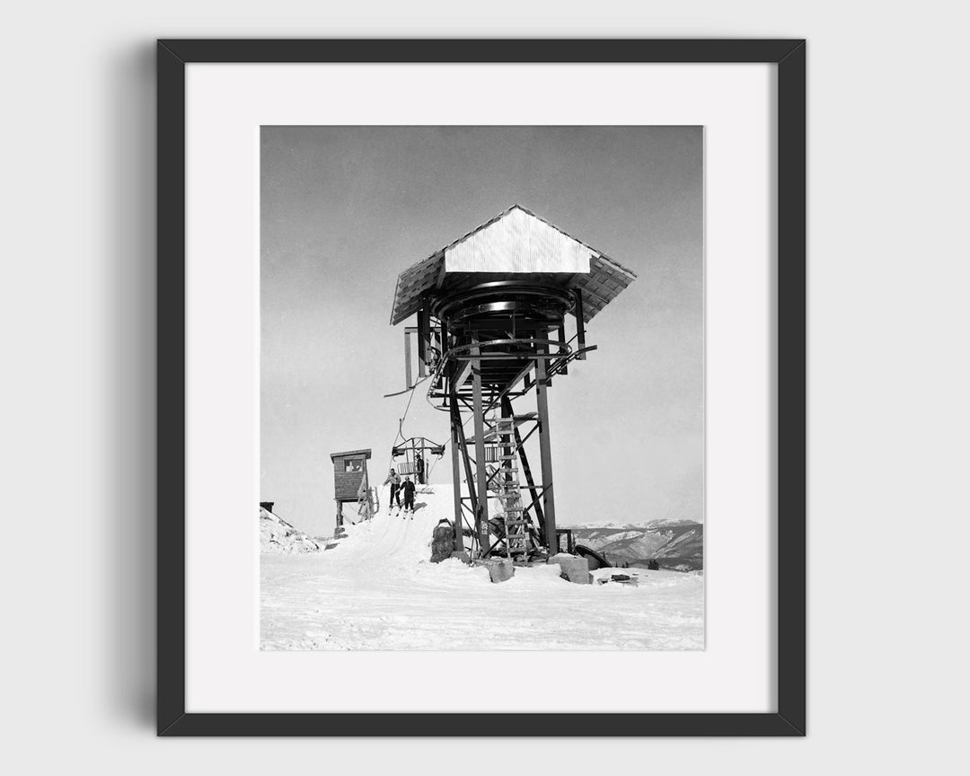 VINTAGE SKI LIFT Photo Print Vintage Ski Art, Ski Home Decor, Antique