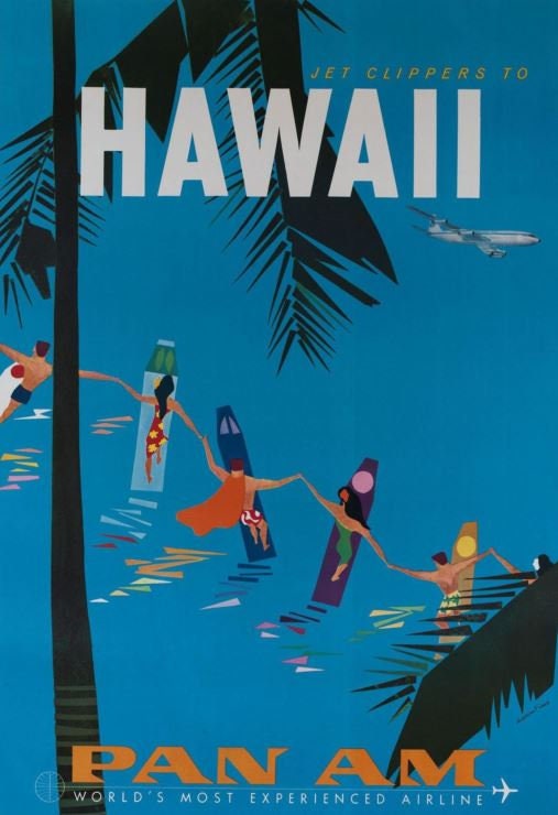 HAWAII TRAVEL POSTER Hawaii Pan Am Vintage Travel Poster - Etsy