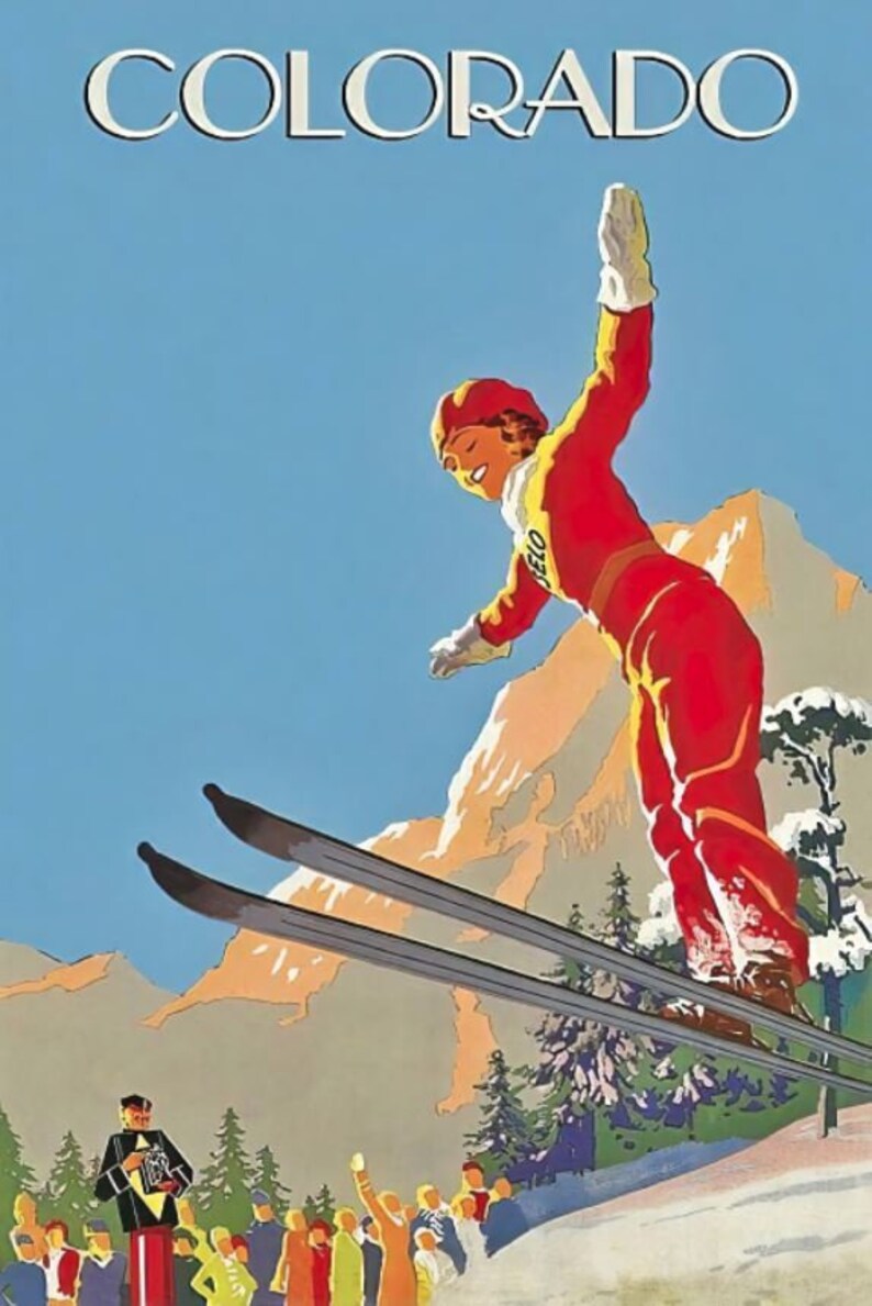 Vintage COLORADO SKI Print Vintage Ski Art Ski Home Decor | Etsy