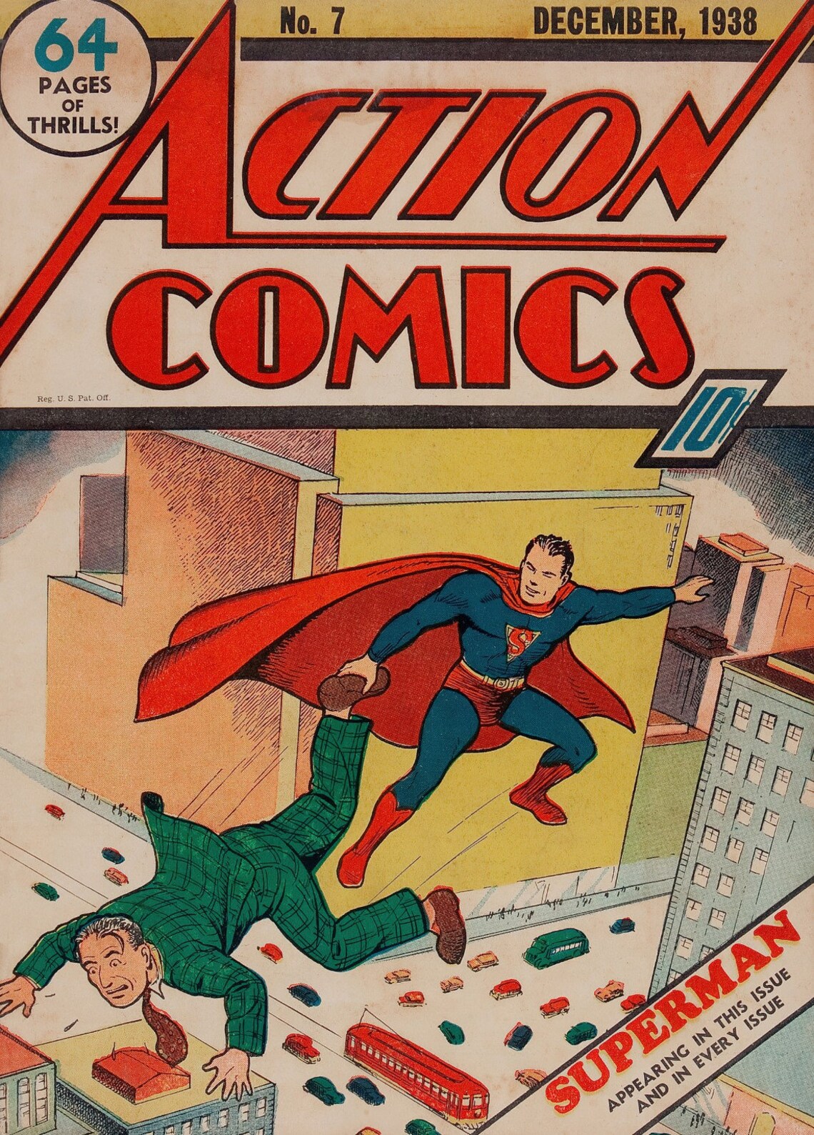 1938 ACTION COMICS 7 SUPERMAN Comic Book Cover print Comic | Etsy