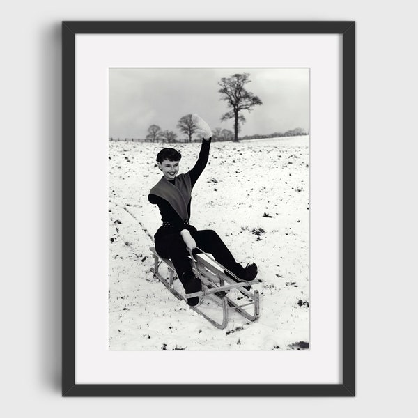 VINTAGE AUDREY HEPBURN Ski Photo Print - Digital Download, Printable Art, Vintage Ski Art, Ski Home Decor, Ski Lodge Wall Decor, Ski Poster