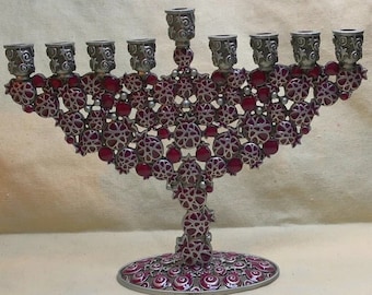 SALE: Pomegranate on Pewter Hanukkah Menorah
