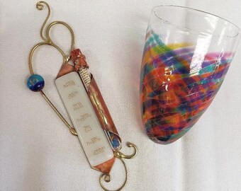 Jewish Wedding Seven Blessing Heart Mezuzah Kit
