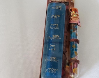Jewish Wedding Seven Blessing Mezuzah for Shards of glass