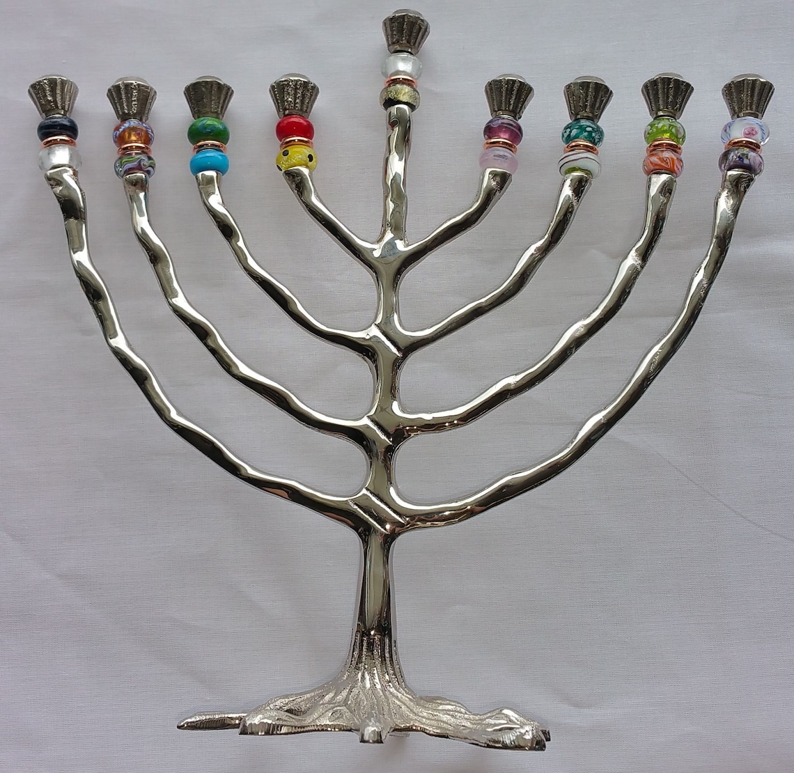 Tree of Life Beaded Hanukkah Menorah Etsy