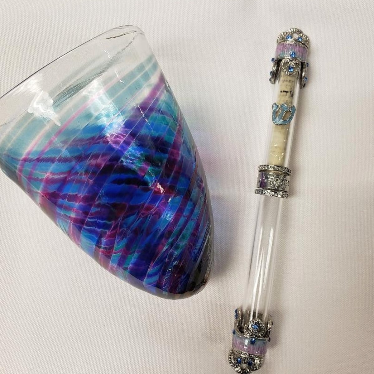 Jewish Wedding Break the Glass Heart Mezuzah in Blue and Purple Kit - Etsy