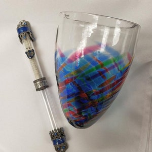 Jewish Wedding Break the Glass Heart Mezuzah Blue and Pewter Kit