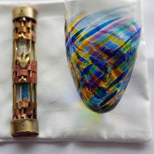 Jewish Wedding Mezuzah Glass Kit, Woven Mezuzah Keepsake
