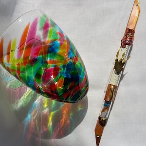Thin Mezuzah Wedding Glass Kit available with any glass color  offer, color shown is Green Envy