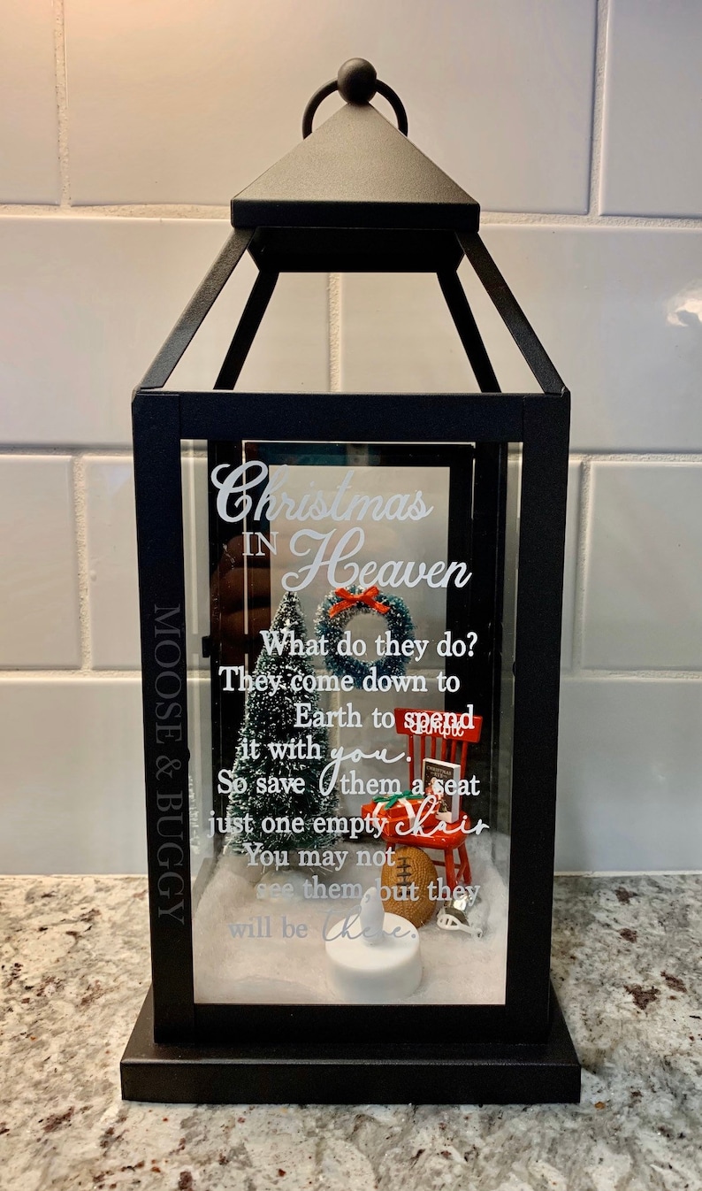 Snow globe Christmas in Heaven lantern Personalized Memorial lantern | Etsy