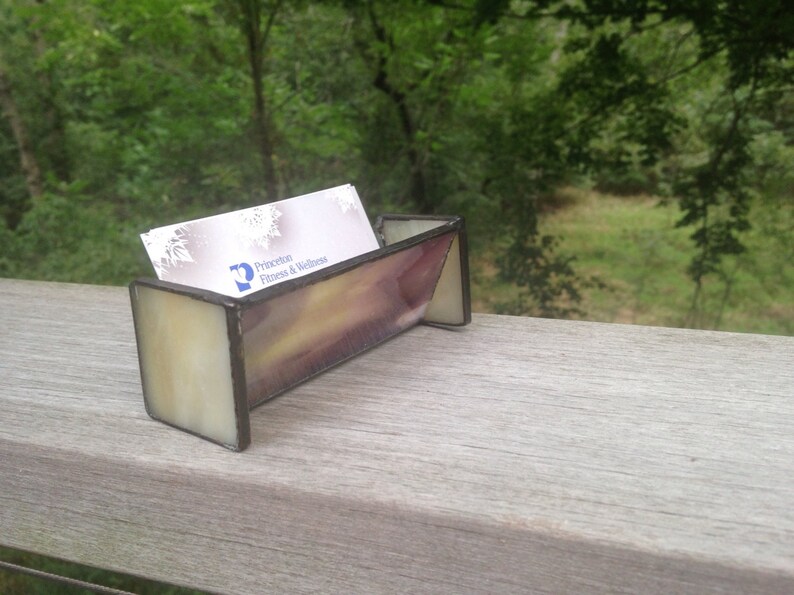 Custom Made Glass Business Card Holder for Desk Etsy
