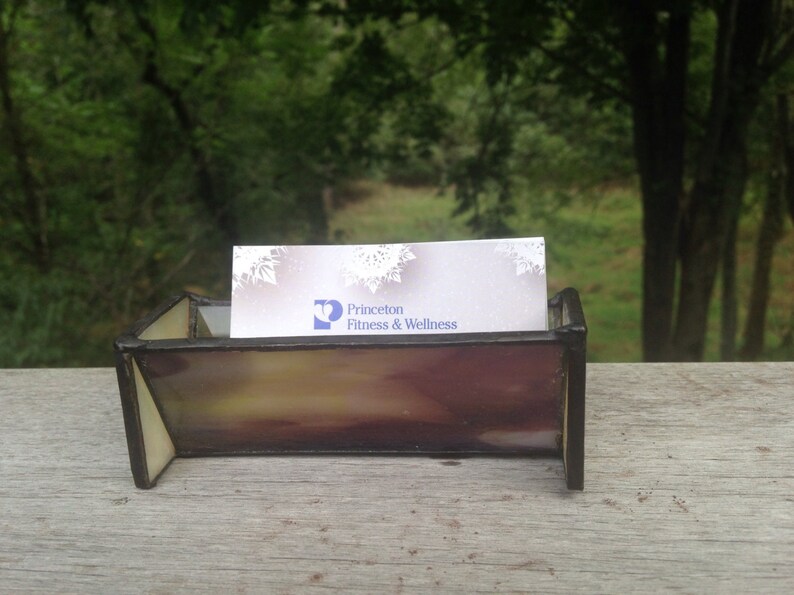 Custom Made Glass Business Card Holder for Desk Etsy