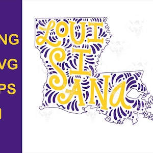 Louisiana SVG Files, Louisiana Cut File, United States of America Vector Files, Louisiana Png, LA Map Clip Art, Instant Download