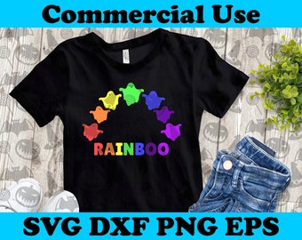 Funny Halloween Shirt Svg, Funny Ghost Kids Svg, Pride Rainbow Halloween Costume Svg, Png Dxf Eps Svg Cut File, Uso comercial