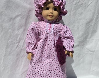 American Girl Pink Colonial Nightgown and Cap