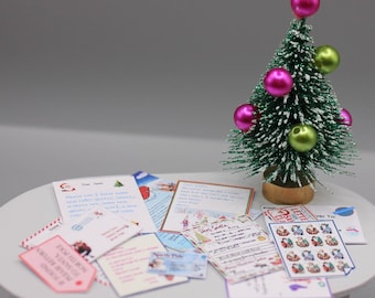 Miniature Santa Letters, Stamps, and Cards, Dollhouse Christmas