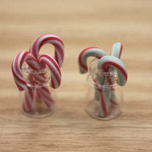 Miniature Candy Canes in Jar, Christmas Room Display