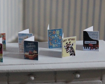 Birthday cards miniatures - set of 8 different birthday cards