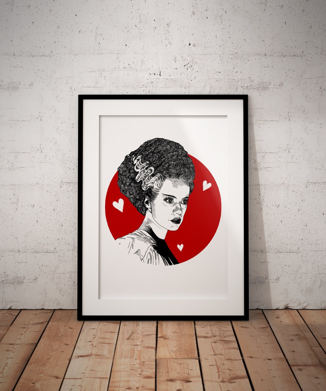 Bride of Frankenstein - Classic Horror Illustration Art Print - Film ...