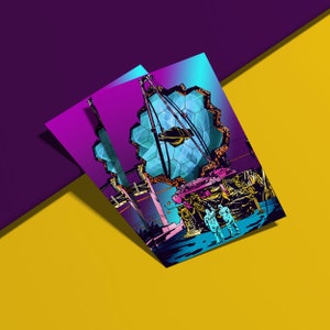 James Webb Space Telescope Print - A4/A5 Wall Art -  Neon Illustration