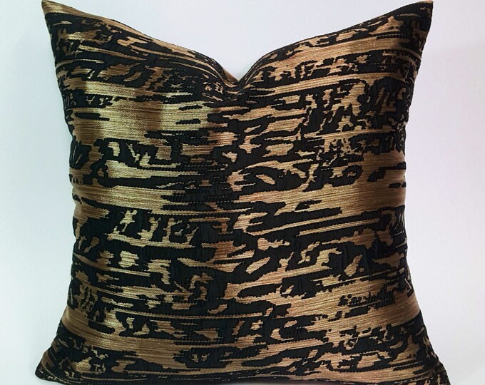 Black and Gold Throw Pillow Cover Damask Pillow Cover Black Etsy