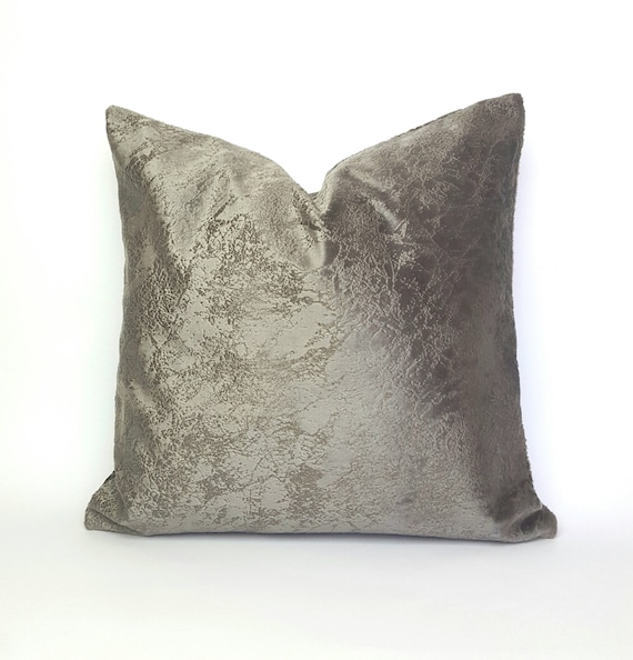 16x16 Grey Velvet Pillow Cover Gray Patterned Pillow | Etsy