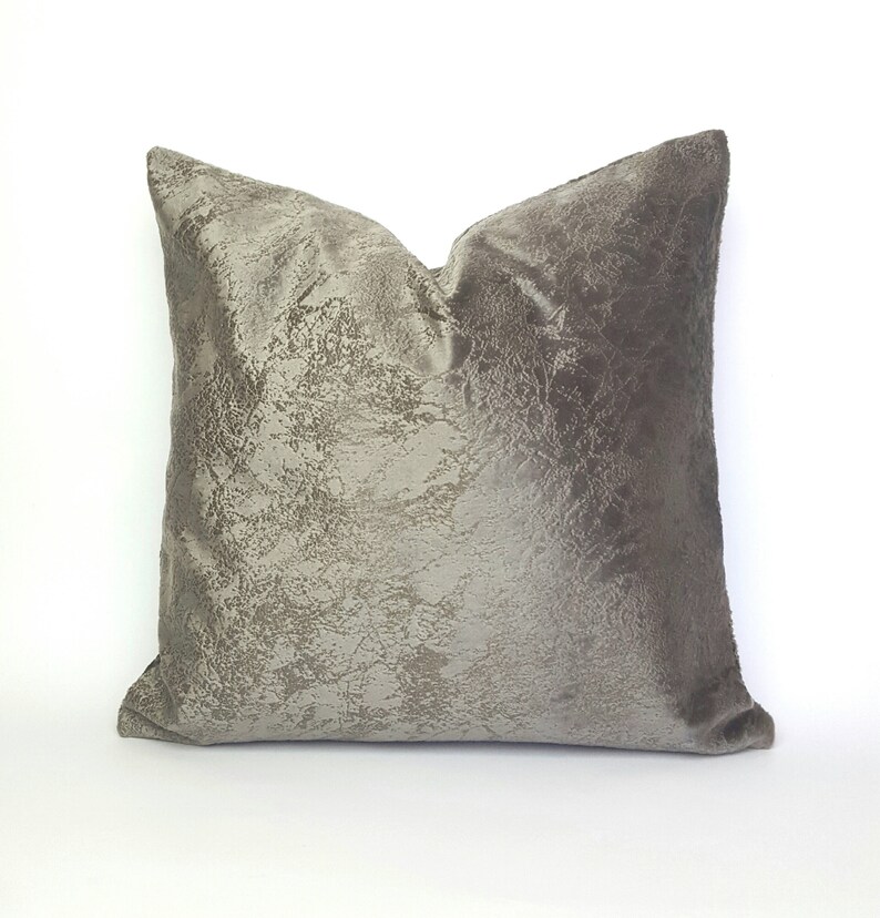 16x16 Grey Velvet Pillow Cover Gray Patterned Pillow Etsy