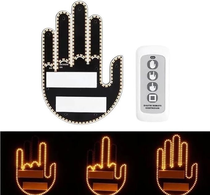 New LED Illuminated Gesture Light Car Finger Light With Remote Road Rage  Signs Middle Finger Gesture