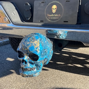 Blue & gold Aztec skull