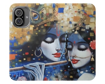 Phone Flip Case, Ragha Krishna Painting, Iskcon Unique Gift, Eternal Gift, Custom Phone Case, Protective Phone Cover