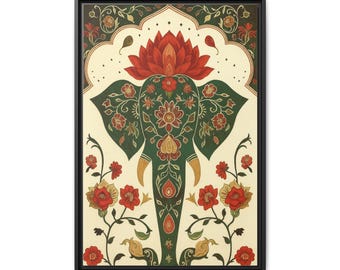 Bloemencanvas mogololifant: levendig woondecoratie