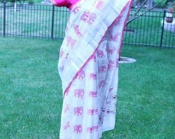 Designer Tissue silk saree with animal print
