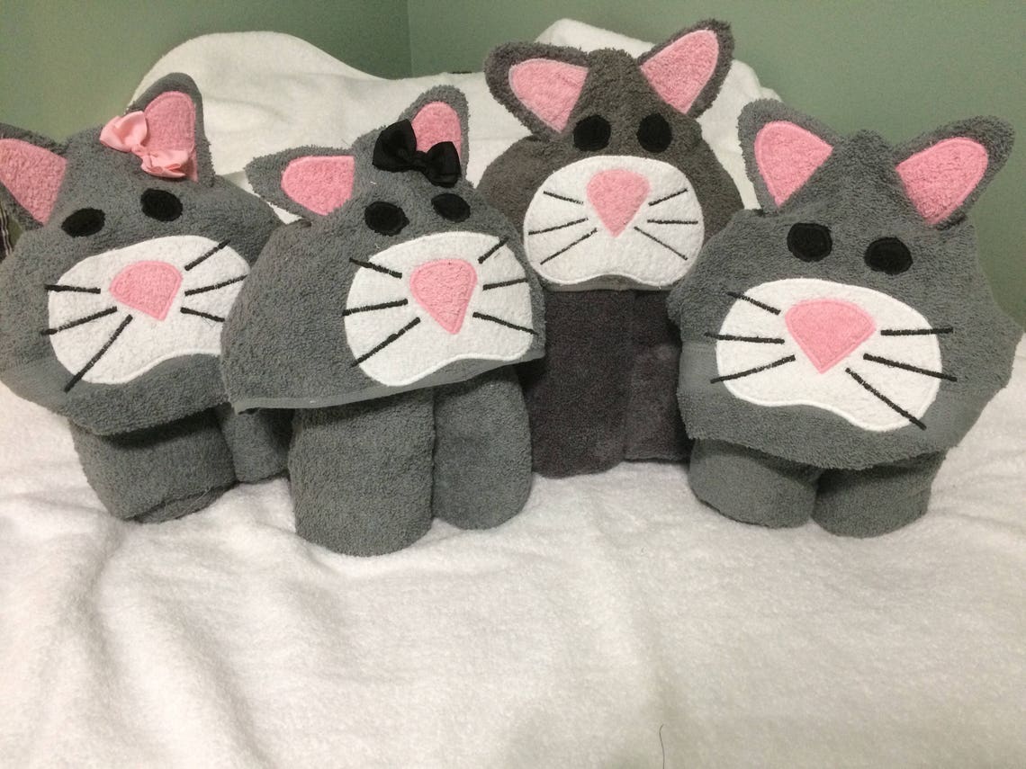 Cat Hooded Towel Etsy