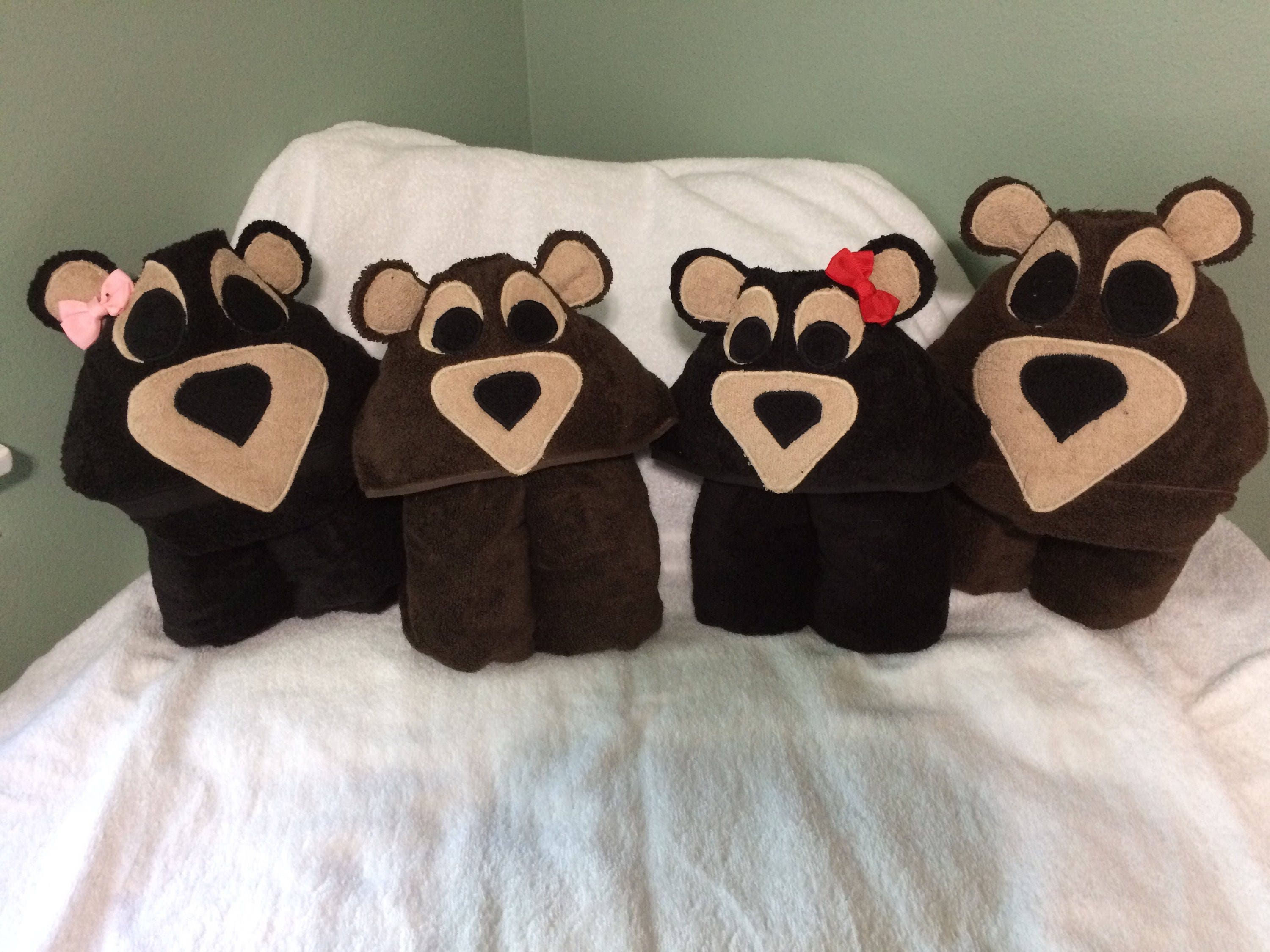 Bear Hooded Towel Etsy